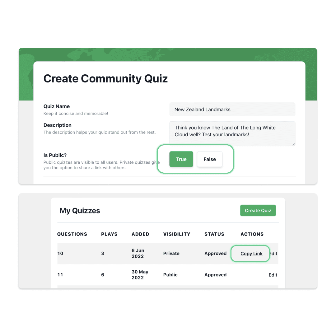 Public/private toggle example